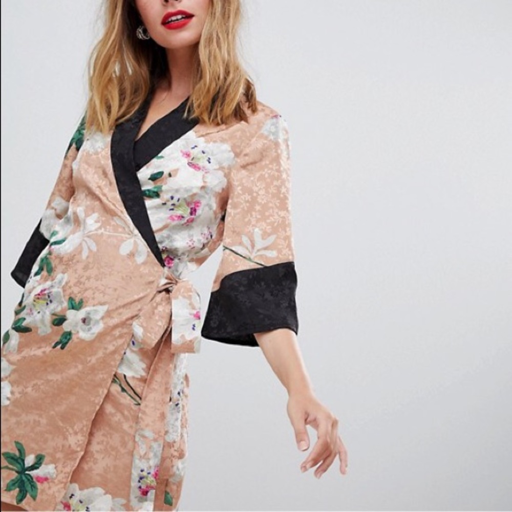 Petite Kimono Wrap Mini Dress